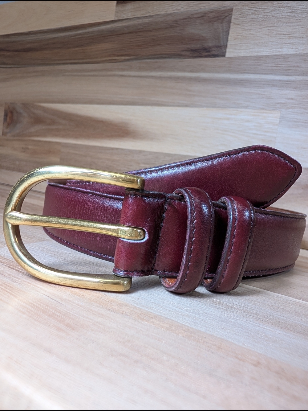 Vintage Coach 3058 Burgundy Leather Belt Solid Brass Buckle USA Size 38